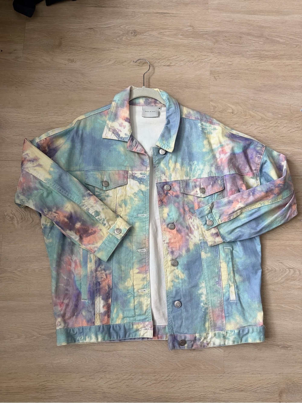 Pastel Tie-Dye Denim Jacket - Multicolor size medium